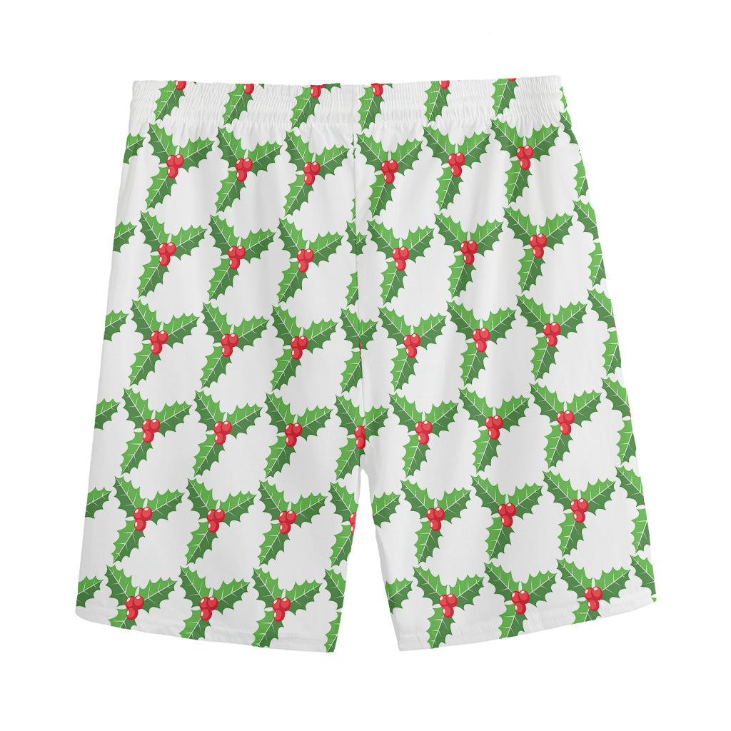 Christmas Holly Berry Pattern Print Men's Sports Shorts