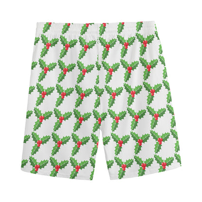 Christmas Holly Berry Pattern Print Men's Sports Shorts