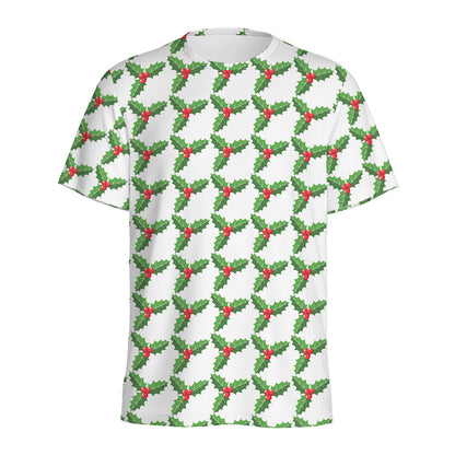 Christmas Holly Berry Pattern Print Men's Sports T-Shirt