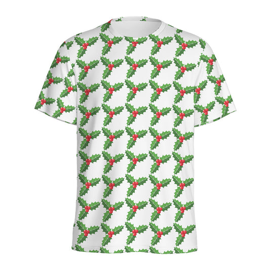 Christmas Holly Berry Pattern Print Men's Sports T-Shirt