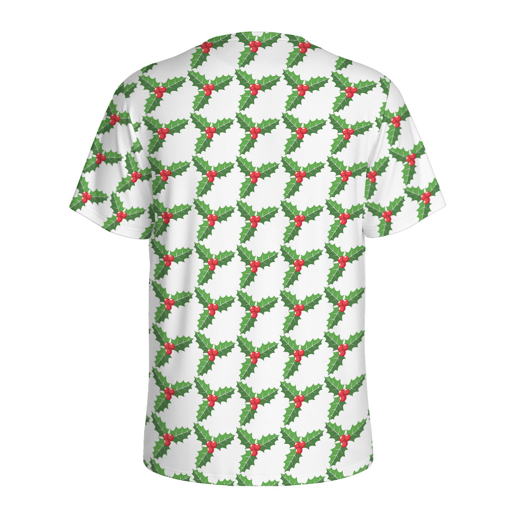Christmas Holly Berry Pattern Print Men's Sports T-Shirt