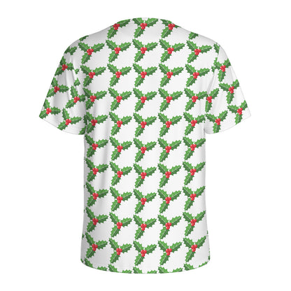 Christmas Holly Berry Pattern Print Men's Sports T-Shirt