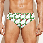 Christmas Holly Berry Pattern Print Men's Swim Briefs