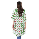 Christmas Holly Berry Pattern Print Open Front Beach Cover Up