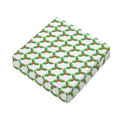 Christmas Holly Berry Pattern Print Outdoor Seat Cushion Cover