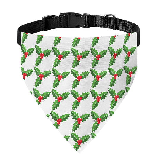 Christmas Holly Berry Pattern Print Over The Collar Dog Bandana