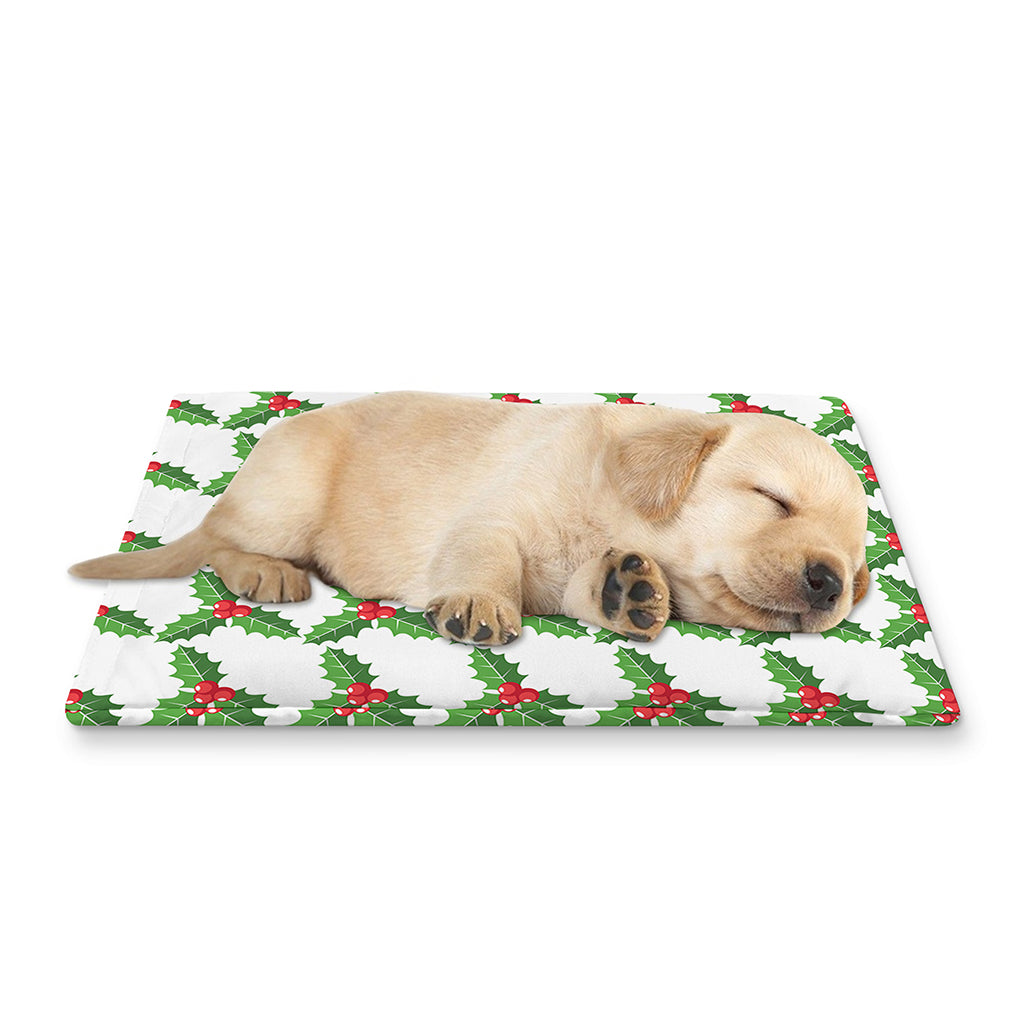 Christmas Holly Berry Pattern Print Pet Cooling Mat Cover