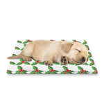 Christmas Holly Berry Pattern Print Pet Cooling Mat Cover