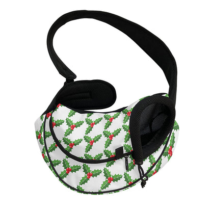 Christmas Holly Berry Pattern Print Pet Sling Carrier