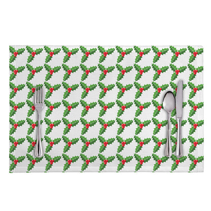 Christmas Holly Berry Pattern Print Placemat