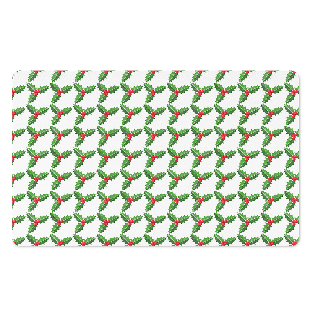 Christmas Holly Berry Pattern Print Polyester Doormat
