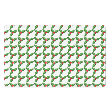 Christmas Holly Berry Pattern Print Polyester Doormat