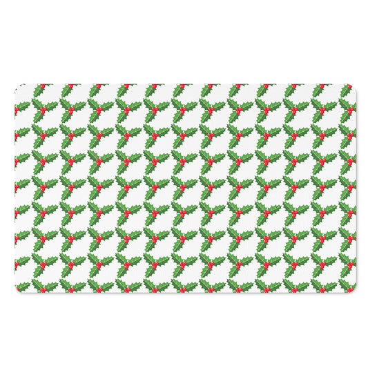 Christmas Holly Berry Pattern Print Polyester Doormat