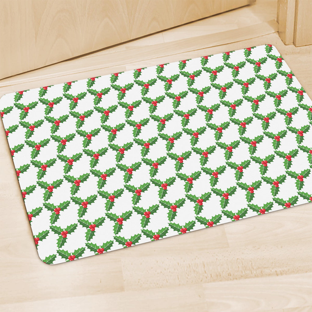 Christmas Holly Berry Pattern Print Polyester Doormat