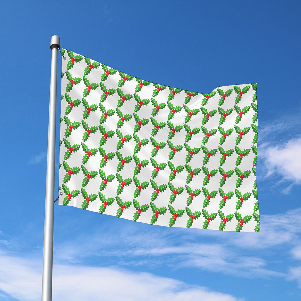 Christmas Holly Berry Pattern Print Polyester Flag