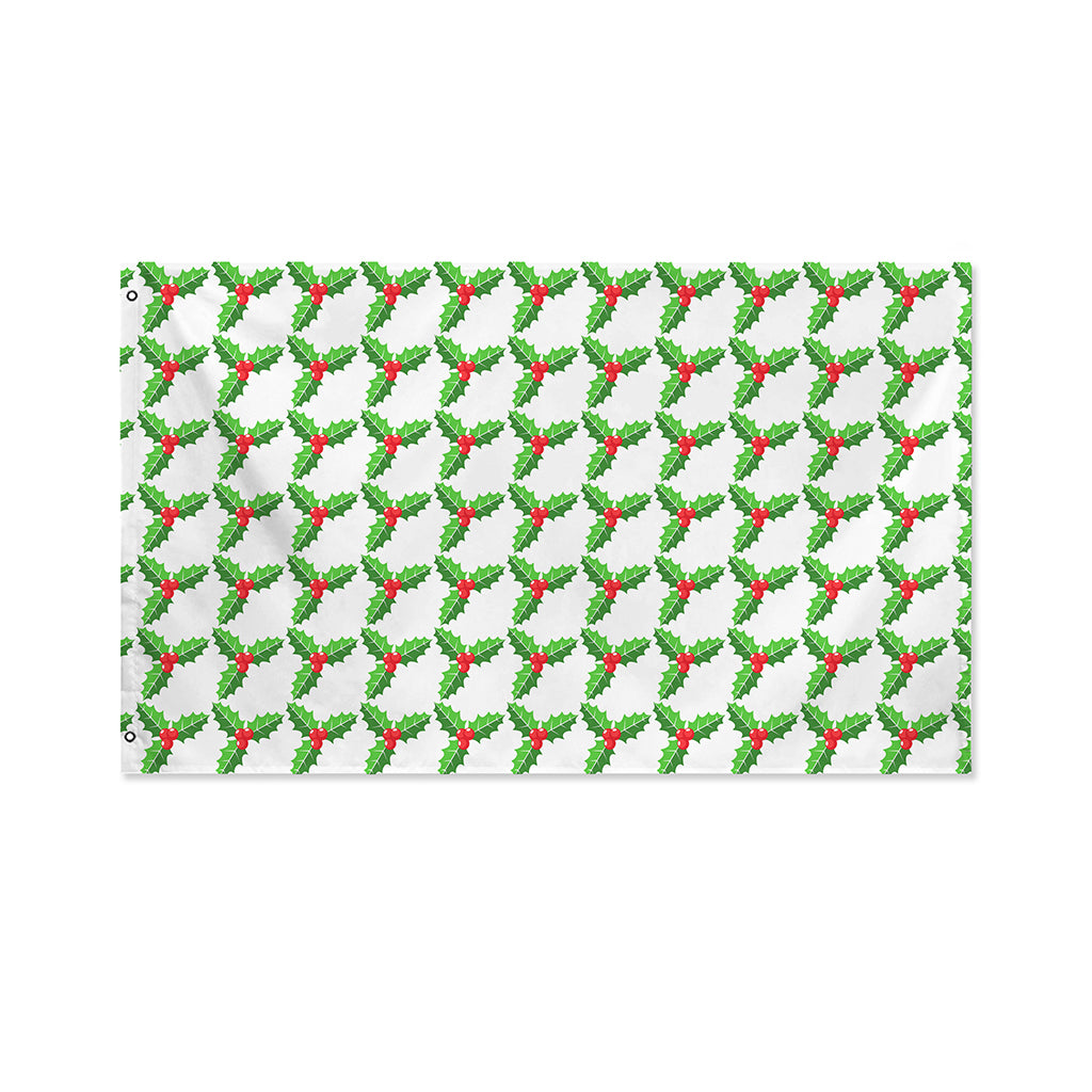 Christmas Holly Berry Pattern Print Polyester Flag