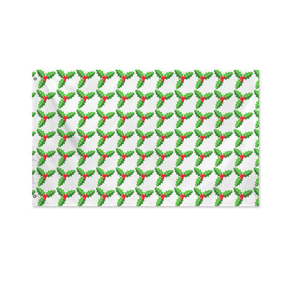 Christmas Holly Berry Pattern Print Polyester Flag