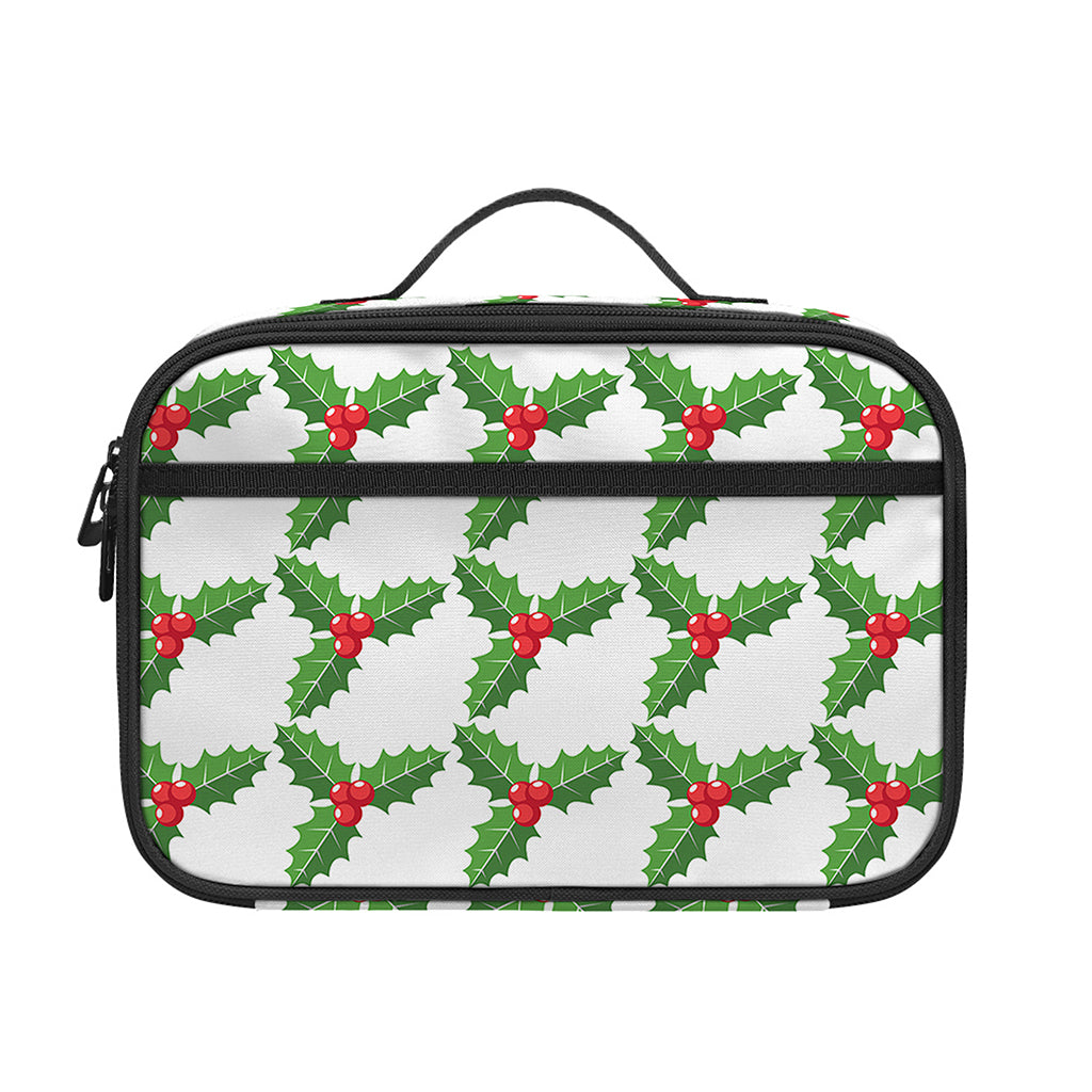Christmas Holly Berry Pattern Print Portable Lunch Bag