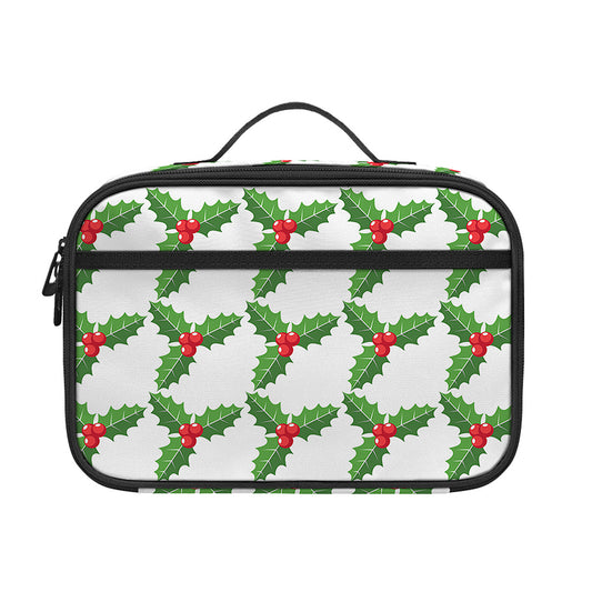 Christmas Holly Berry Pattern Print Portable Lunch Bag