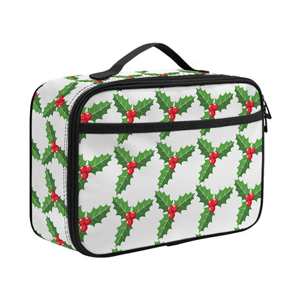 Christmas Holly Berry Pattern Print Portable Lunch Bag