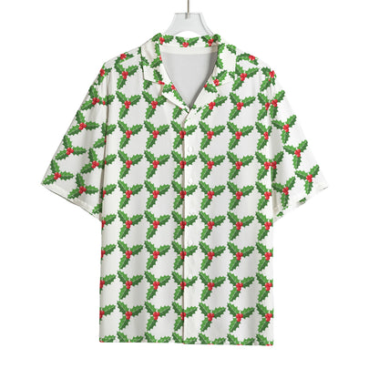 Christmas Holly Berry Pattern Print Rayon Hawaiian Shirt