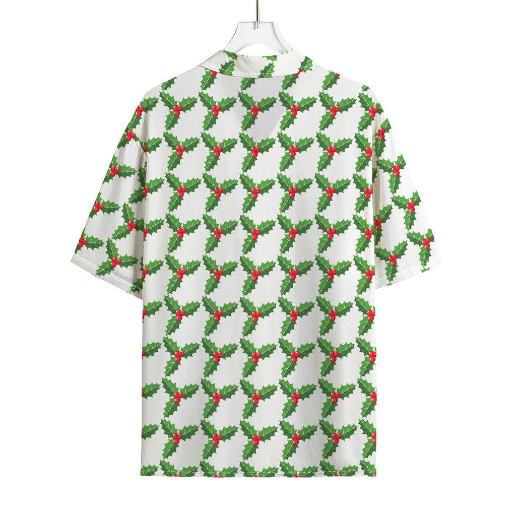 Christmas Holly Berry Pattern Print Rayon Hawaiian Shirt