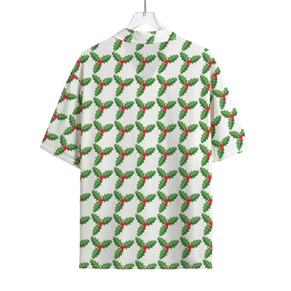 Christmas Holly Berry Pattern Print Rayon Hawaiian Shirt