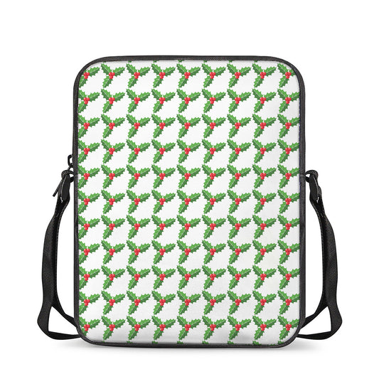 Christmas Holly Berry Pattern Print Rectangular Crossbody Bag