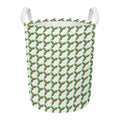 Christmas Holly Berry Pattern Print Round Laundry Basket