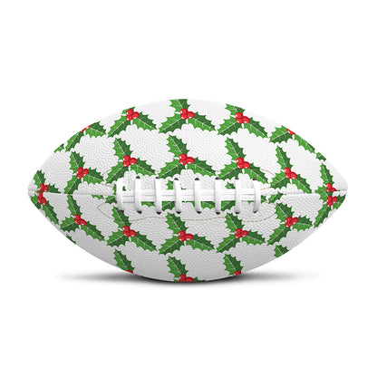 Christmas Holly Berry Pattern Print Rugby Ball