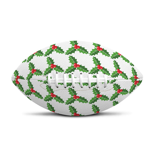 Christmas Holly Berry Pattern Print Rugby Ball
