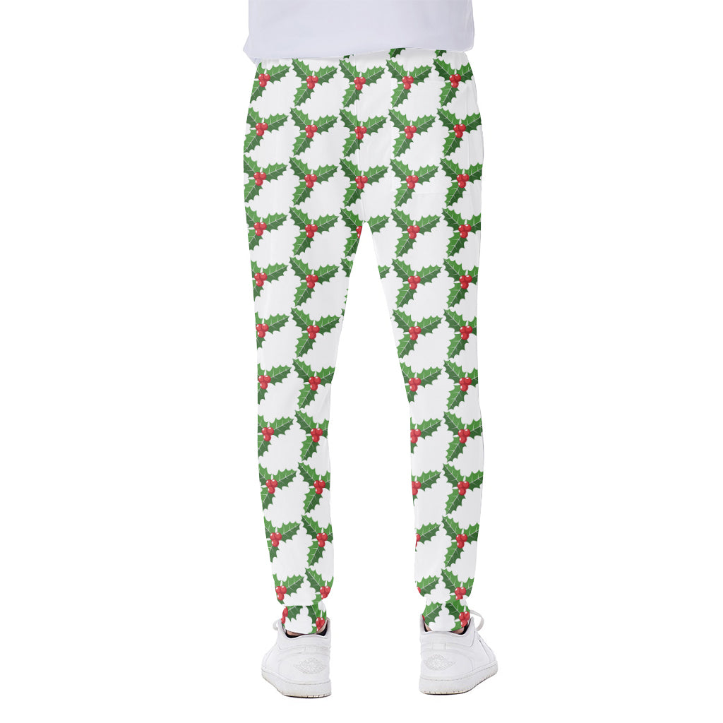 Christmas Holly Berry Pattern Print Scuba Joggers