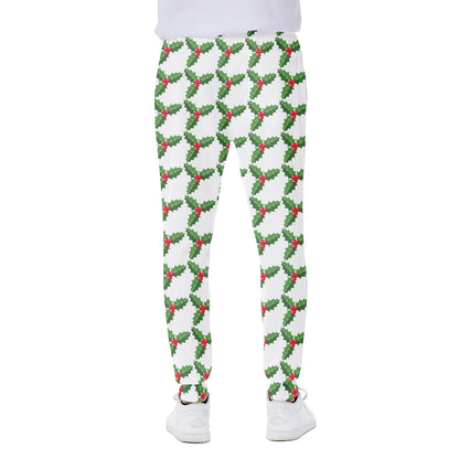 Christmas Holly Berry Pattern Print Scuba Joggers