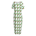 Christmas Holly Berry Pattern Print Short Sleeve Long Nightdress