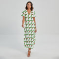 Christmas Holly Berry Pattern Print Short Sleeve Maxi Dress