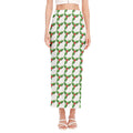 Christmas Holly Berry Pattern Print Side Slit Maxi Skirt