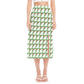 Christmas Holly Berry Pattern Print Side Slit Midi Skirt