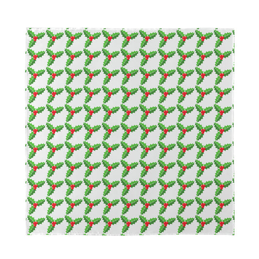 Christmas Holly Berry Pattern Print Silk Bandana