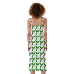 Christmas Holly Berry Pattern Print Slim Fit Midi Cami Dress