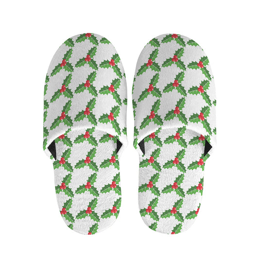 Christmas Holly Berry Pattern Print Slippers