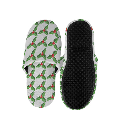 Christmas Holly Berry Pattern Print Slippers