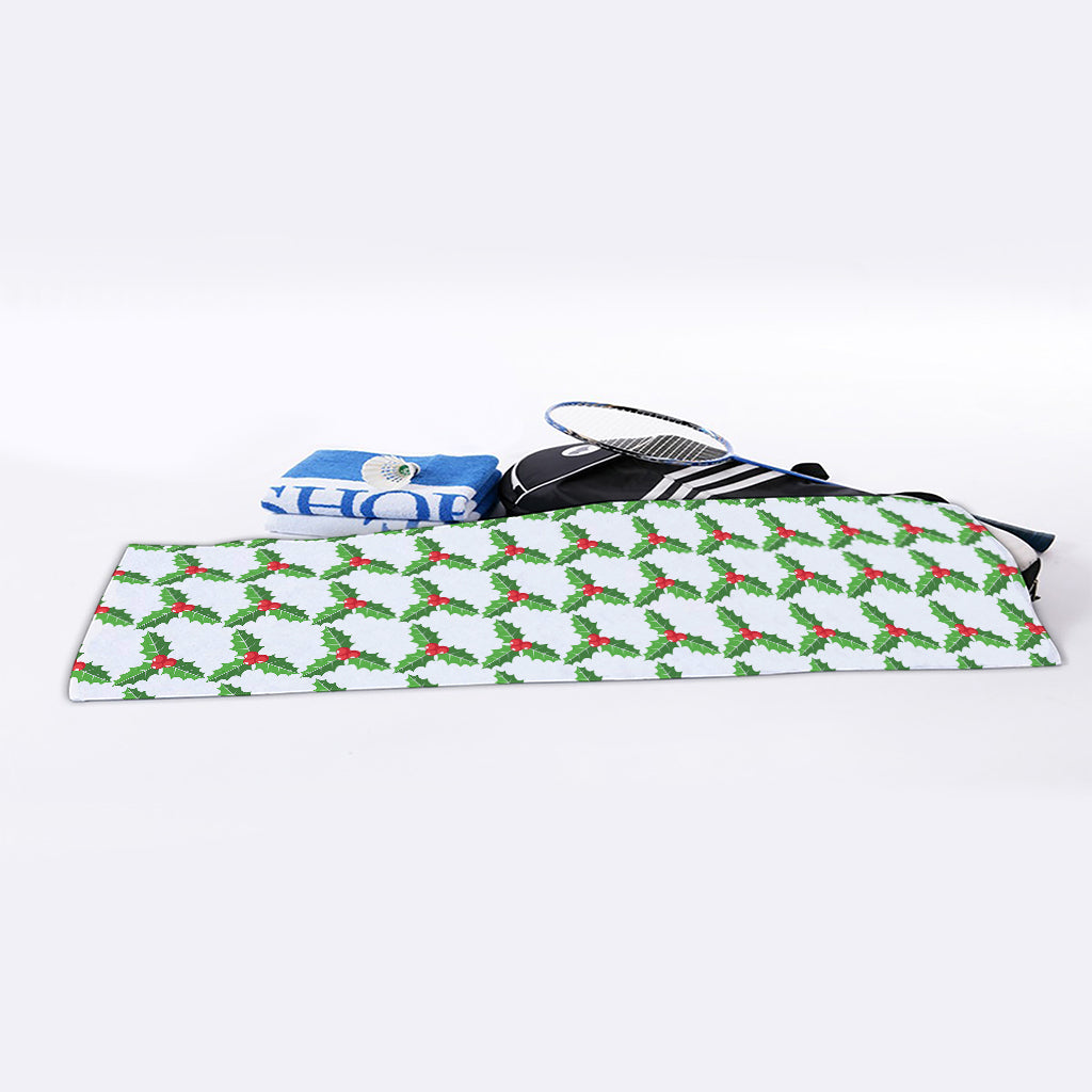 Christmas Holly Berry Pattern Print Sports Towel