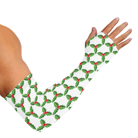 Christmas Holly Berry Pattern Print Sun Protection Arm Sleeves