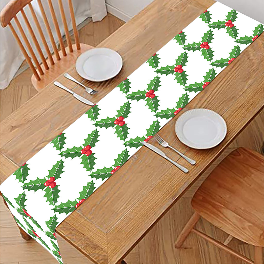 Christmas Holly Berry Pattern Print Table Runner