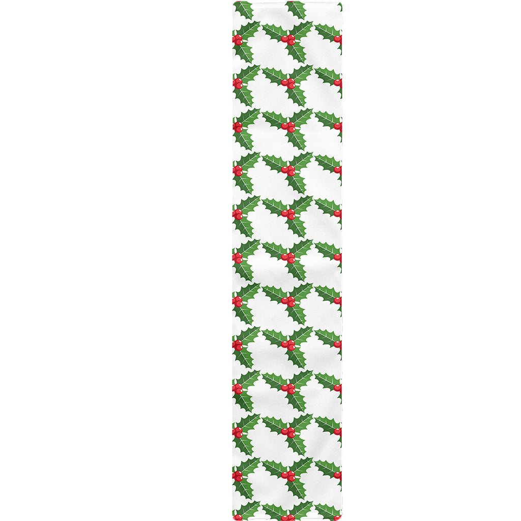 Christmas Holly Berry Pattern Print Table Runner