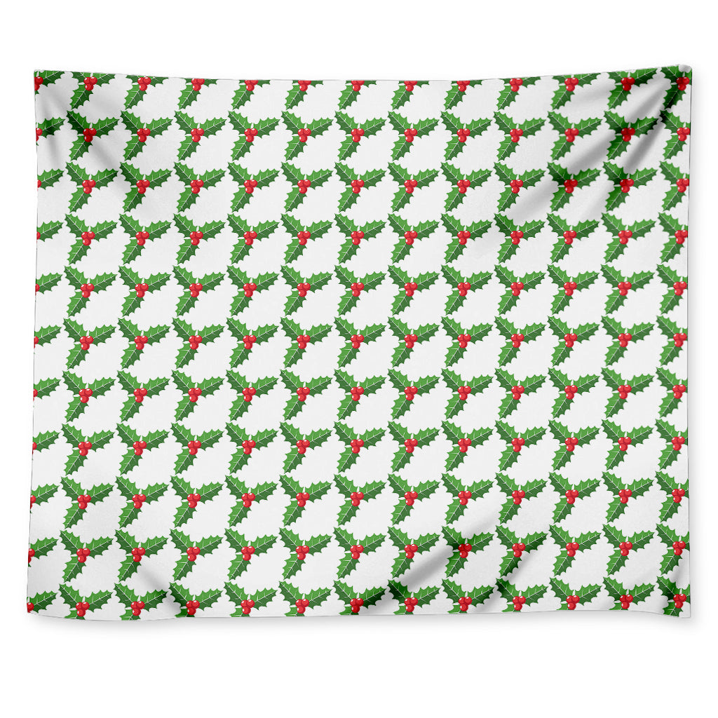 Christmas Holly Berry Pattern Print Tapestry