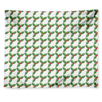 Christmas Holly Berry Pattern Print Tapestry