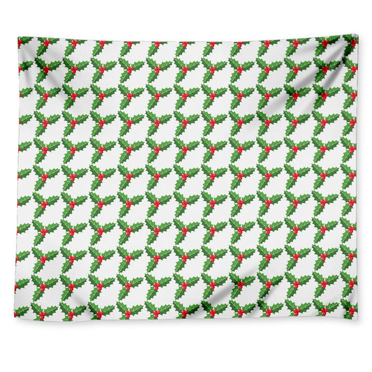 Christmas Holly Berry Pattern Print Tapestry