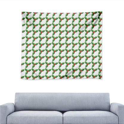 Christmas Holly Berry Pattern Print Tapestry