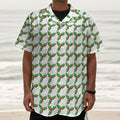 Christmas Holly Berry Pattern Print Textured Short Sleeve Shirt